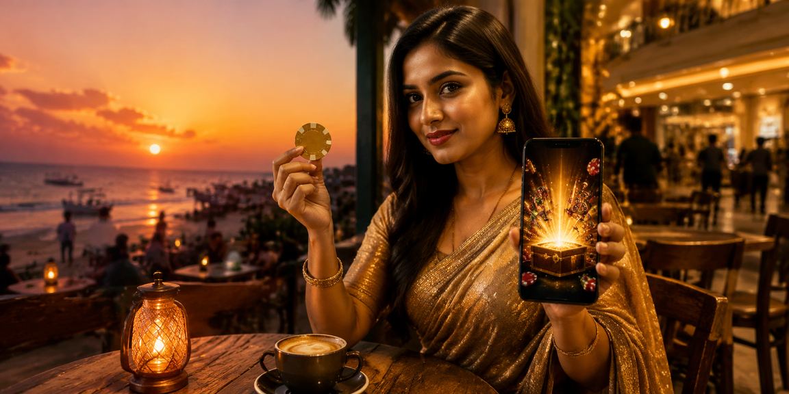 সেন্ট মার্টিন সৈকতে একজন ব্যবহারকারী মোবাইল ক্যাসিনো উপভোগ করছেন